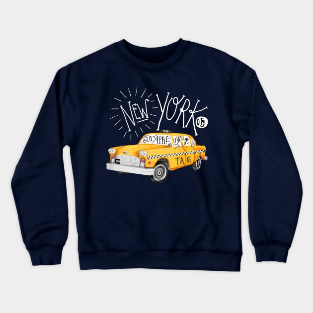 New York - Big Apple - yellow cab taxi T-Shirt Crewneck Sweatshirt by kenrock
